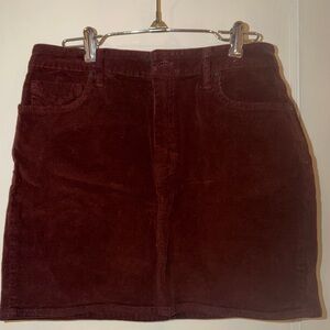 bishop + young Deep Red Corduroy Skirt
